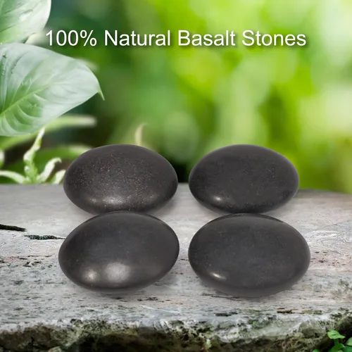 Miniatura 7 de Master Massage Paquete de herramientas de masaje de piedra caliente de basalto negro con forma de contorno de 10 piezas, piedras de lava negra