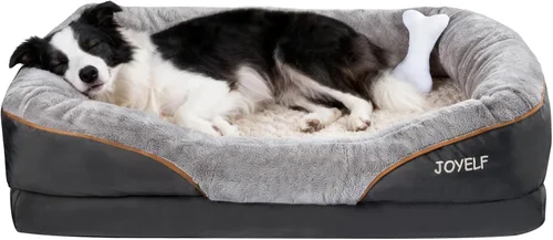 Miniatura 11 de Cama Joyself ortopédica de espuma viscoelástica con cubierta lavable extraíble para perro y juguetes con sonido de regalo, Gris