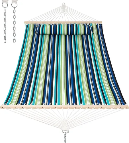 Miniatura 25 de ANOW Hamaca doble con combo de soporte de acero resistente de 12 pies, hamaca acolchada para 2 personas con soporte para exterior, capacidad