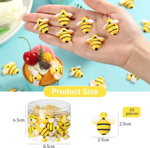 Miniatura 2 de Hicarer 45 piezas de abejas pequeñas, decoración de fiesta, decoración de fiesta, adorno en forma de abeja de resina de miel con caja