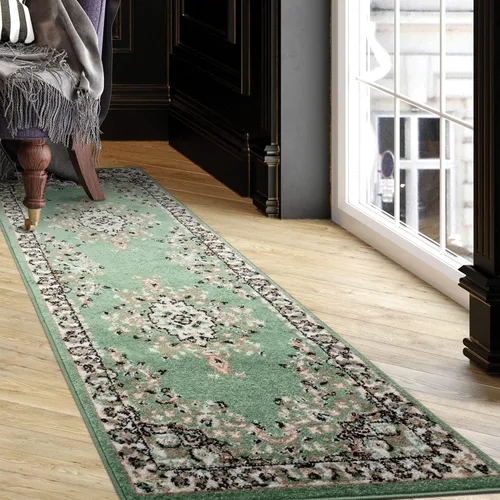 Miniatura 8 de Antep Rugs - Alfombra oriental tradicional de 2 x 3 con medallón para interiores Siesta (azul marino, 2 pies x 3 pies)