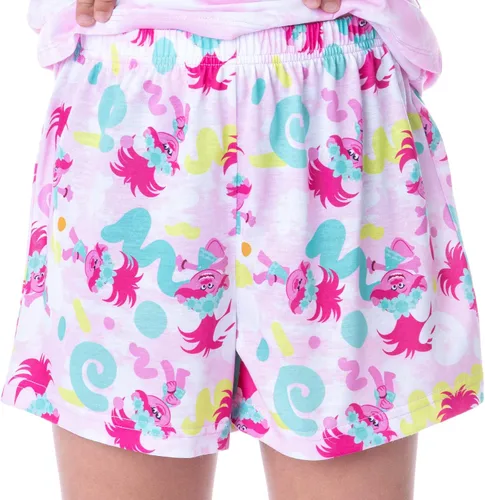 Miniatura 4 de INTIMO Dreamworks Trolls Poppy Happy Sleep - Conjunto de pijama con cuello redondo para niña, Multi colorido