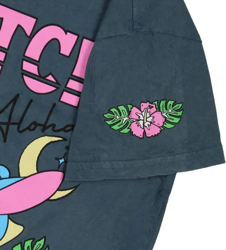Miniatura 5 de Disney Junior Lilo & Stitch Aloha Stitch Surfing with Palm Trees and Flowers Graphic Camiseta