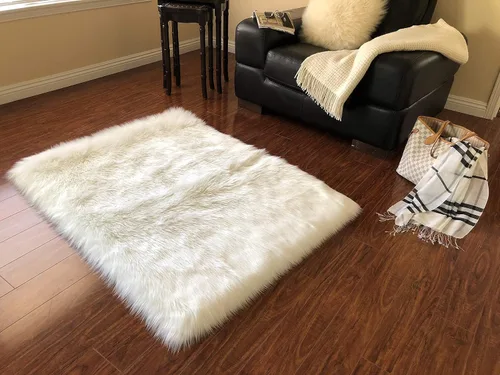 Miniatura 32 de LAMBZY Alfombra rectangular de piel de oveja sintética, súper suave, hipoalergénica, de felpa, lujosa alfombra de felpa sedosa para dormitorios