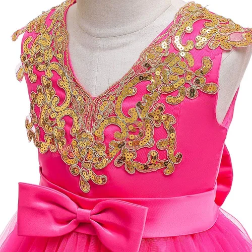 Miniatura 3 de ODASDO Vestido de niña de flores para niña, con lentejuelas, lazo, tutú, princesa, para boda, dama de honor, cumpleaños, fiesta, desfile, 6M-11T