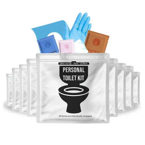 Miniatura 11 de Kit de inodoro personal para llevar, paquete de 10 unidades, kit de baño público desechable, envuelto individualmente para kit de protección