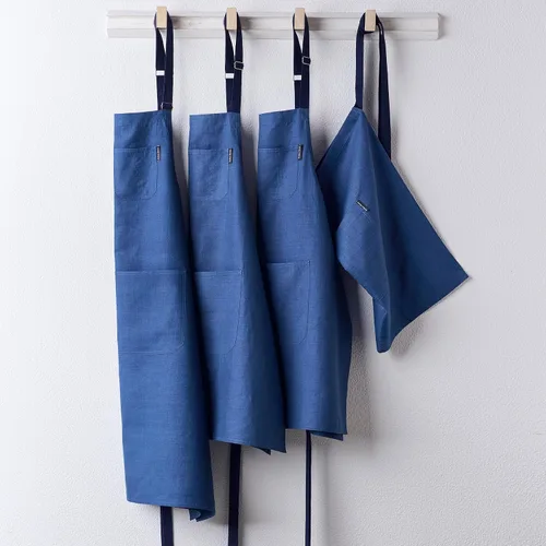 Miniatura 3 de Solino Home Delantal de lino estilo bistró para servidor, lazos extralargos con bolsillos, medio delantal de lino 100% puro para hombres y mujeres