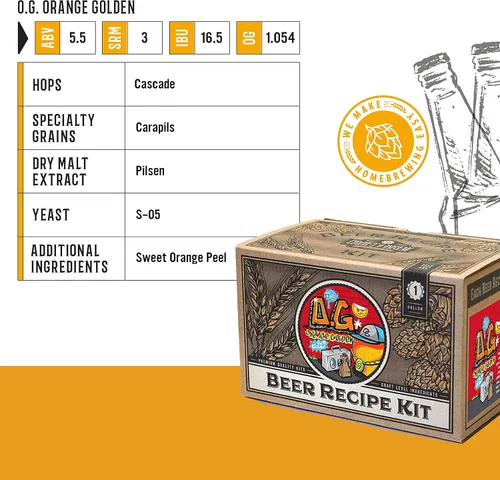 Miniatura 4 de Kit de recetas Craft A Brew - Relleno dorado naranja - 1 galón - Ingredientes para fabricar cerveza en casa O.G. Naranja Dorado