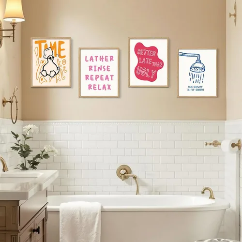 Miniatura 2 de YZSLA Impresiones divertidas de arte de pared de baño 8x10 Pulgadas sin marco, impresiones de póster de pato retro colorido, decoraciones divertidas