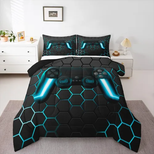 Edredón de videojuegos para niños y adolescentes, juego de ropa de cama individual, juego de edredón para niños y jugadores, decoración del hogar,