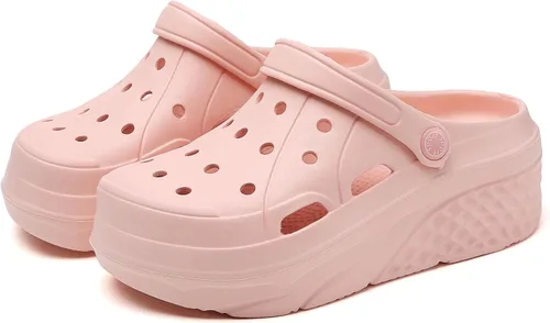 Miniatura 11 de SECHRITE Zuecos de plataforma para mujer, zapatos de jardín, impermeables, para playa, piscina, sandalias de verano, pantuflas para el hogar, serie