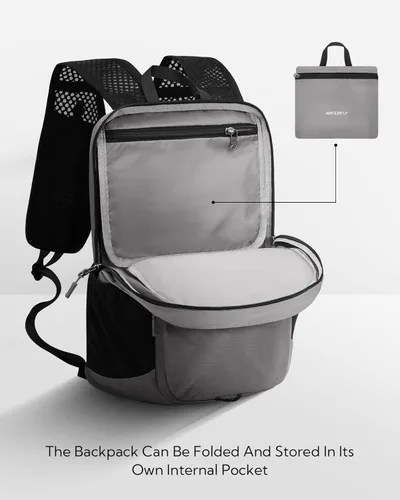 Miniatura 4 de WATERFLY Mochila pequeña y ligera y plegable: 15L Mini mochila de senderismo plegable - Mochila de día compacta ultraligera para mujeres y hombres
