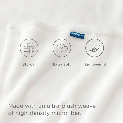 Miniatura 3 de Bedsure GentleSoft Bedding Manta de Vellón para Niñas y Niños - Mantas Pequeñas Suaves, Acogedoras y Bonitas para Viajes, 43x55 Pulgadas, Blanco