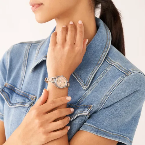 Miniatura 4 de Fossil Carlie Mini reloj de cuarzo de acero inoxidable y cuero para mujer, Carlie Mini - ES4502