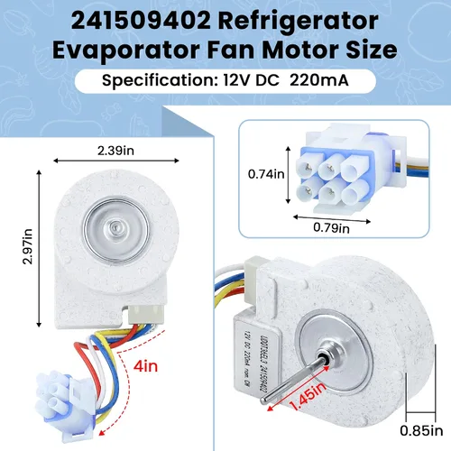Miniatura 2 de 241509402 Motor de ventilador evaporador para refrigerador por AMI PARTS-Reemplaza PS1526073 AP3958808 AH1526073 EA1526073 1196443 241509401