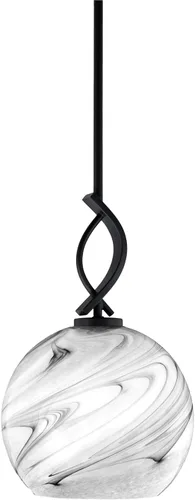 Miniatura 41 de Toltec Lighting Cavella Stem Colgado Mini colgante, acabado grafito, vidrio de muselina blanca de 4 pulgadas