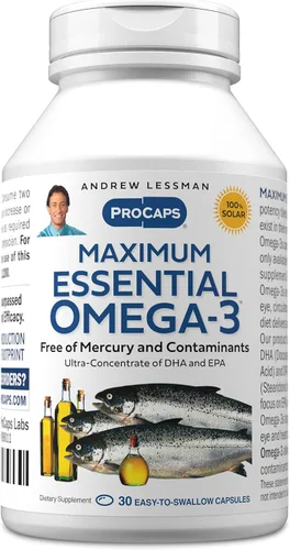 ANDREW LESSMAN Maximum Essential Omega-3 Sin Sabor, 30 Cápsulas Blandas - Aceite de Pescado Omega-3 Ultra-Puro 1200 mg-DHA Alto, Suplemento Sin