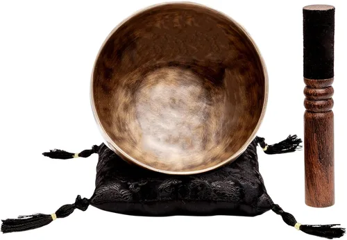 Miniatura 10 de Juego Grande de Cuencos Tibetanos Cantores por Ohm Store — Cuenco de Meditación de Sonido Jupiter de Bronce Puro de 12 Pulgadas, 2 Mazos y un Cojín