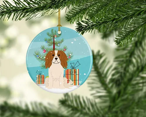 Miniatura 2 de Caroline's Treasures Adorno de cerámica para árbol de Navidad, diseño de Cavalier Spaniel, decoración colgante para el hogar, Navidad, fiestas