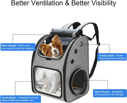 Miniatura 3 de Mochila expandible para gatos, perros y animales pequeños, transportador portátil de viaje para mascotas, diseño súper ventilado, aprobado por