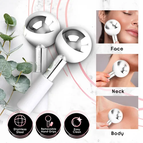 Miniatura 2 de Globos de hielo para tratamientos faciales Rodillo de enfriamiento de acero irrompible Barras de crio para cara Masajeador para cara, cuello