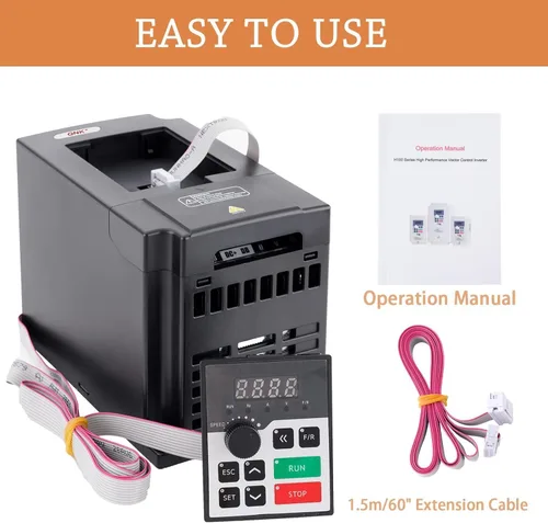 Miniatura 4 de QNK 1.5KW 2HP AC 220V 7A VFD Convertidor Mono a 3 Fases Inversor Variador de Frecuencia Variable CNC Controlador de Velocidad del Motor de Husillo