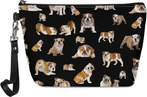 Miniatura 19 de Howilath Novedad Impreso Elegante Bolso Cosmético De Las Mujeres, Perros Animales Perezoso Diseño Floral Niña Trapezoide Cosméticos Bolsa De