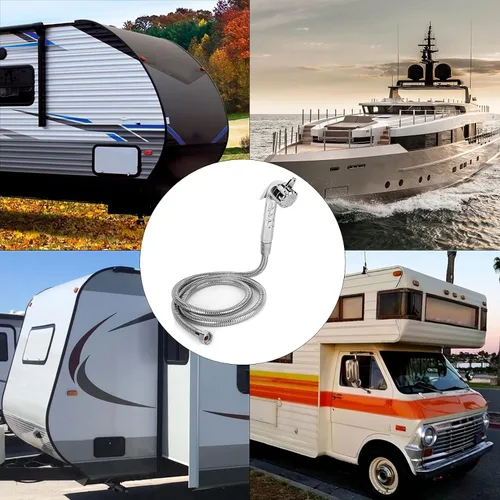 Miniatura 4 de Cabezal de ducha exterior para autocaravana con manguera de 4.9 ft/4.9 pies, boquilla de acero inoxidable, rosca de 1/2 pulgada para RV, cámper