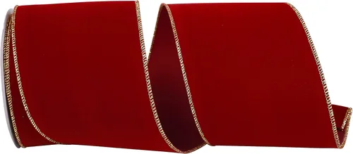 Miniatura 33 de Cinta Reliant Ribbon 92270W-957-40K Value Velvet con borde de alambre, 2-1/2 pulgadas x 50 yardas, escarlata/oro