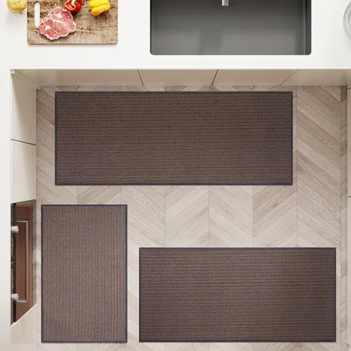 Juego de 2 alfombras y tapetes de cocina antideslizantes de goma natural para piso de cocina, piso delantero del fregadero, pasillo, lavandería Gris