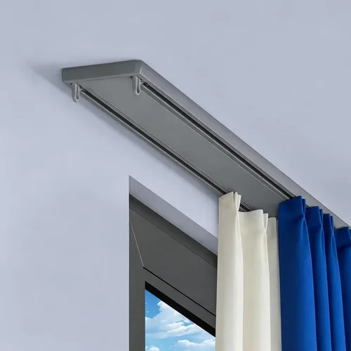 Miniatura 9 de Ceiling Curtain Track, Double Row Curtain Track Ceiling Mounted 3.94FT 6.89FT 5.58FT 9.84FT 13.12FT Sliding Rails for Curtains Room Divider for