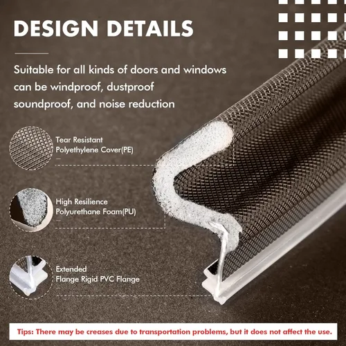 Miniatura 4 de BBTO Burlete para puertas y ventanas de sellado exterior con forma de V; sello de espuma de kerf para bloquear la brecha de la puerta del garaje