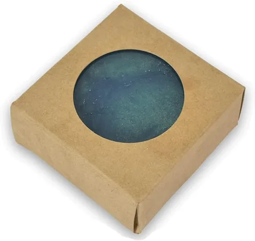 Caja cuadrada de 1,000 CYP Kraft con ventana redonda para jabón, embalaje de jabón casero, suministros para hacer jabón, materiales 100% reciclados,
