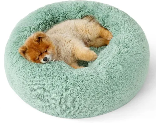 Miniatura 34 de Bedsure - Cama relajante para perro mediano, lavable, tipo dona, cama para gato, antideslizante, redonda, afelpada, mullida, de piel sintética