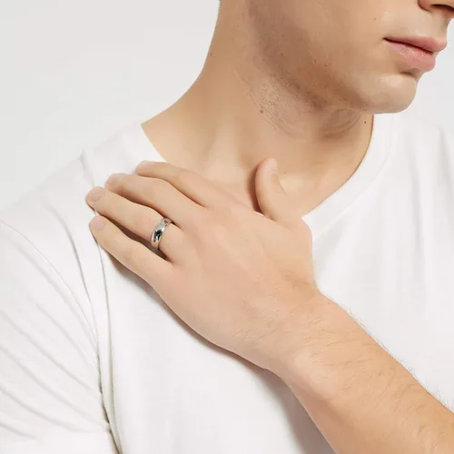 Miniatura 4 de KAZITSAN Anillos de acero inoxidable de 0.079in, 0.157in, 0.236in, para mujeres y hombres, cúpula lisa de alto pulido, plataorooro rosa, anillo