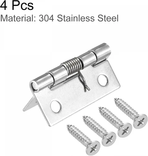 Miniatura 3 de uxcell Bisagras cargadas por resorte, bisagra de cierre automático de acero inoxidable 304 de 1.5 "para gabinete 4pcs