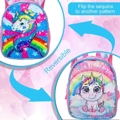 Miniatura 9 de gxtvo Mochila para niños pequeños, correa de seguridad de 9.5 pulgadas para niños y niñas, unicornio, mariposa, sirena, dinosaurio