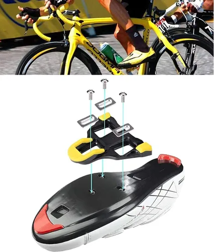 Miniatura 2 de BESTYMXY Pedales de bicicleta Pedales ultraligeros de bicicleta de carretera+Juego de tacos+cubierta de tacos con cintas de manillar de bicicleta