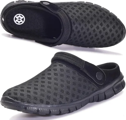 Hsyooes Zapatos de jardín para hombre y mujer, zapatos de jardín de malla transpirable, antideslizantes, sandalias de playa para exteriores, unisex