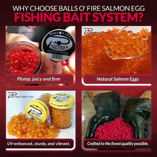 Miniatura 3 de Pautzke Balls O ' Fire - Cebo de pesca para huevos de salmón famoso y eficaz, accesorios de pesca mejorados con rayos UV, trucha de pesca líder