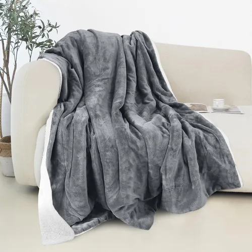 Miniatura 24 de Elegant Comfort - Manta reversible y ultra suave de franela con forro polar - Manta de sherpa navideña de invierno - Ligera, suave y acogedora