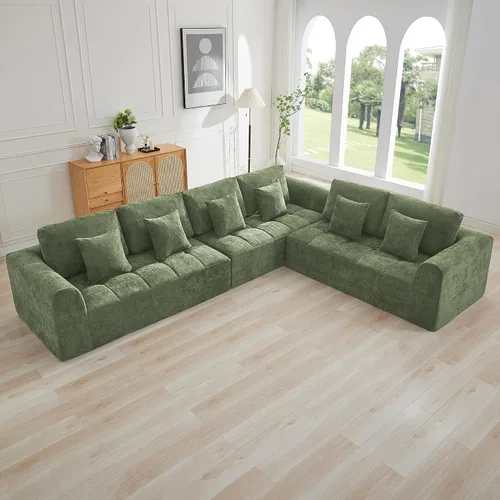Miniatura 25 de Sofás modulares deshuesados de 140 pulgadas para sala de estar, sofá modular modular de nube comprimida, sofá moderno en forma de U de 9 plazas Gris