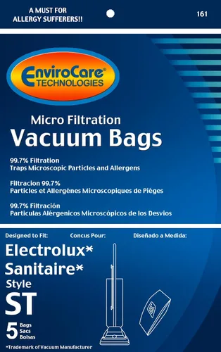 Miniatura 2 de EnviroCare Bolsas de vacío de micro filtración de repuesto diseñadas para adaptarse a montantes Eureka Sanitaire estilo ST paquete de 5