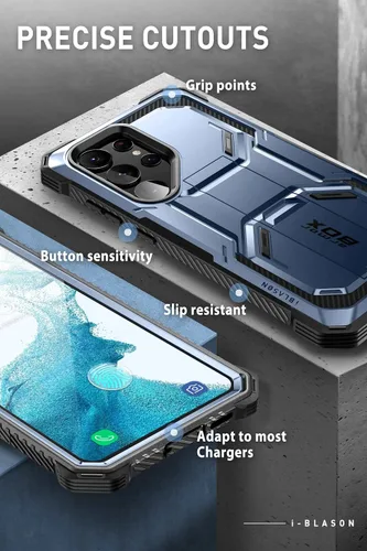 Miniatura 6 de i-Blason Armorbox - Funda para Samsung Galaxy S23 con soporte y clip para el cinturón, protector de pantalla integrado, 2 marcos frontales
