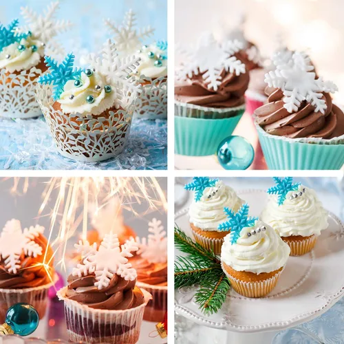 Miniatura 3 de Boao Molde de silicona de copo de nieve de Navidad, molde de fondant de caramelo de chocolate para hornear, molde de postre para decoración