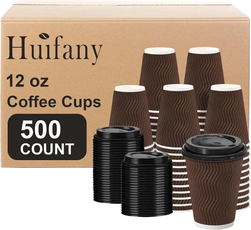 Miniatura 8 de Paquete de 100 tazas de café desechables de 8 onzas con tapas, tazas de café calientes aisladas para bebidas calientes y frías