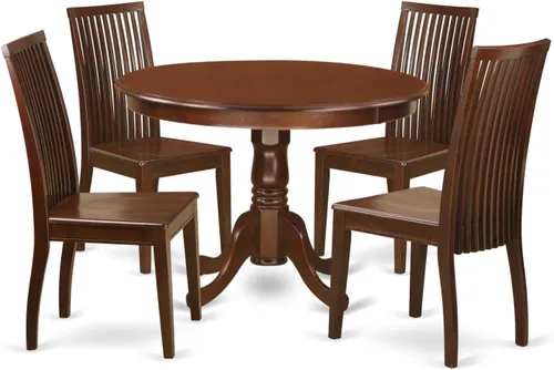 Miniatura 8 de East West Furniture HLIP3-BMK-W - Juego de comedor de 3 piezas que contiene una mesa de comedor redonda con pedestal y 2 sillas de cocina, 42 x 42