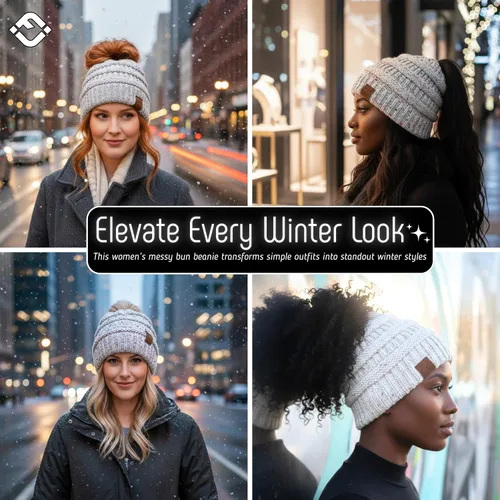 Miniatura 30 de Funky Junque - Gorro para mujer con ranura para cola de caballo