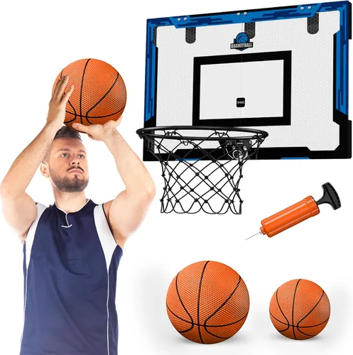 Miniatura 11 de HYES Aro de baloncesto grande de 24" x 16" pulgadas para interiores para adultos, aro de baloncesto sobre la puerta con tablero resistente, juguetes