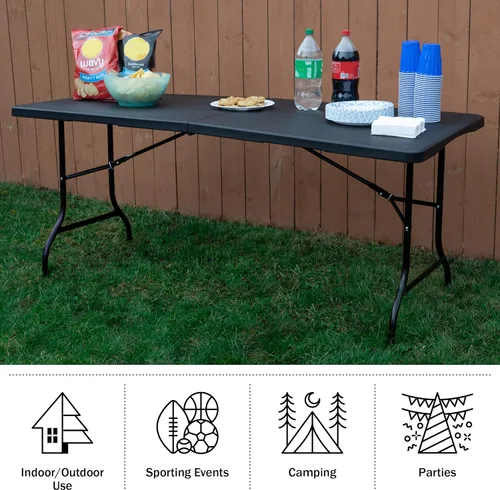 Miniatura 4 de Lavish Home Mesas plegables portátiles – Escritorio plegable portátil ligero – Mesa de plástico de 6 pies de largo para camping, jugar a las cartas